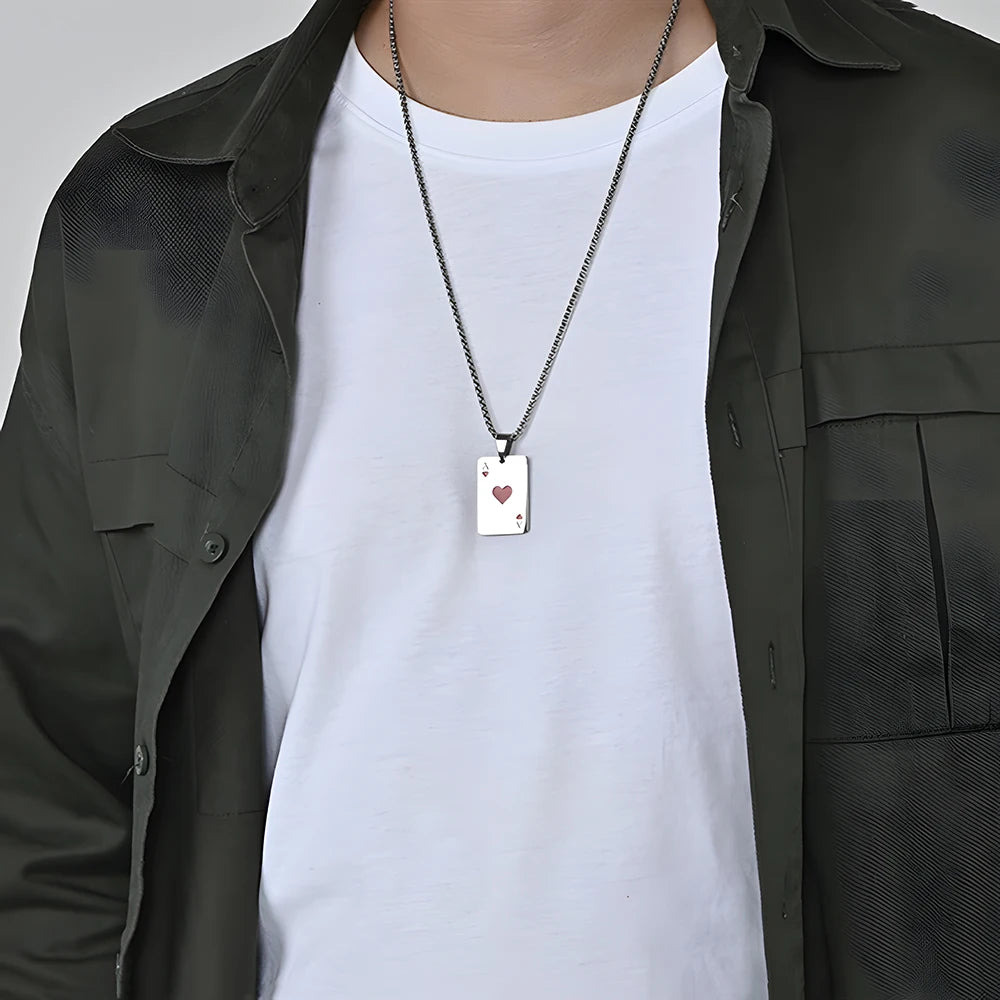 Ace Card Silver Necklace