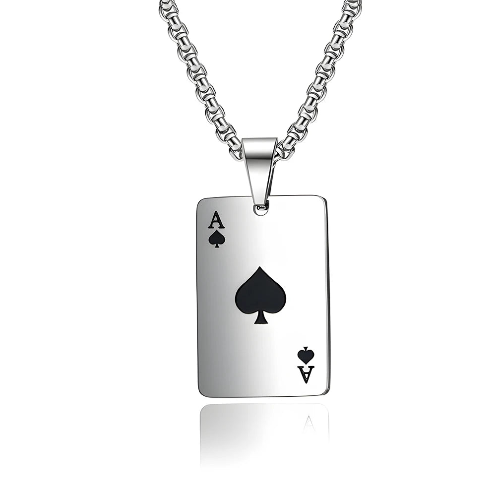 Ace Card Silver Necklace