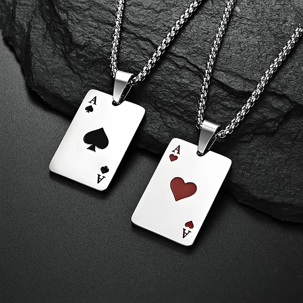 Ace Card Silver Necklace