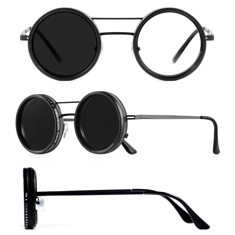 Noir Axis Round Sunglasses
