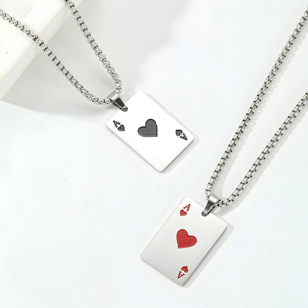 Ace Card Silver Necklace