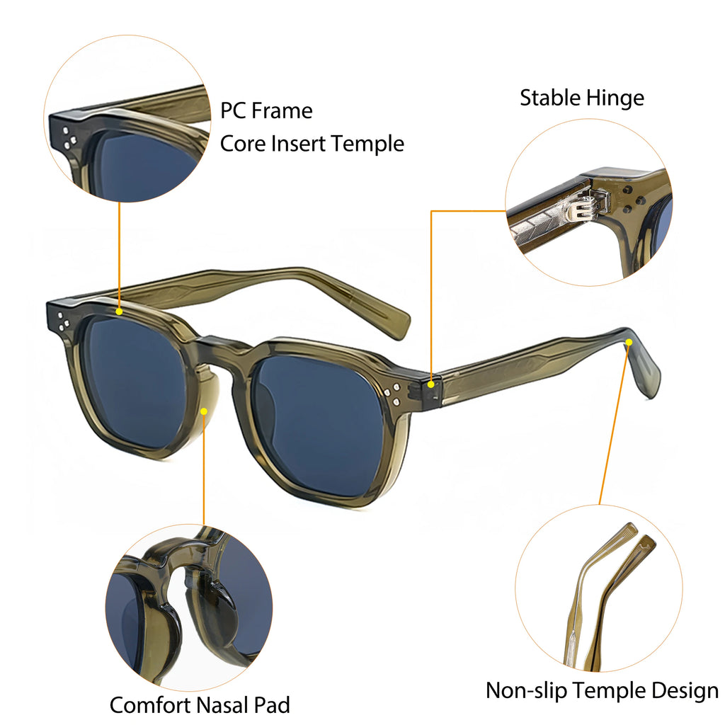 CaterSide™ Clear Frame Blue Lens Sunglasses