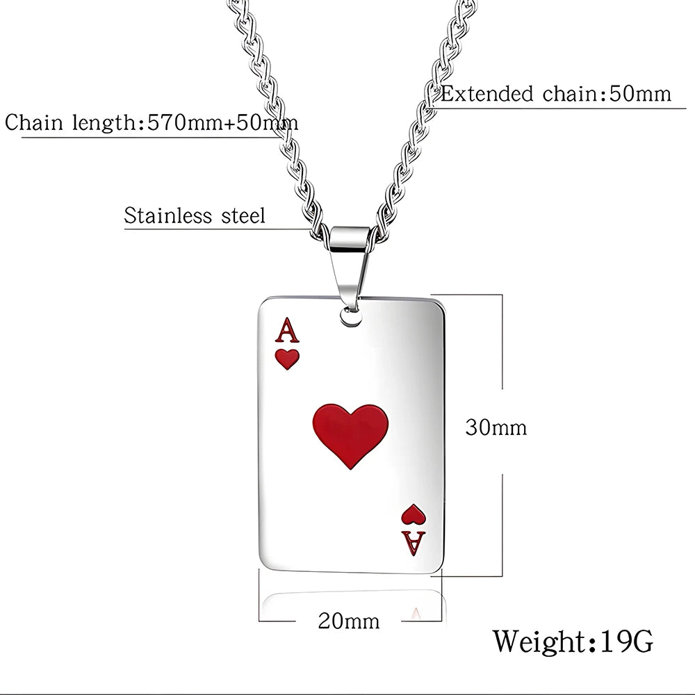 Ace Card Silver Necklace