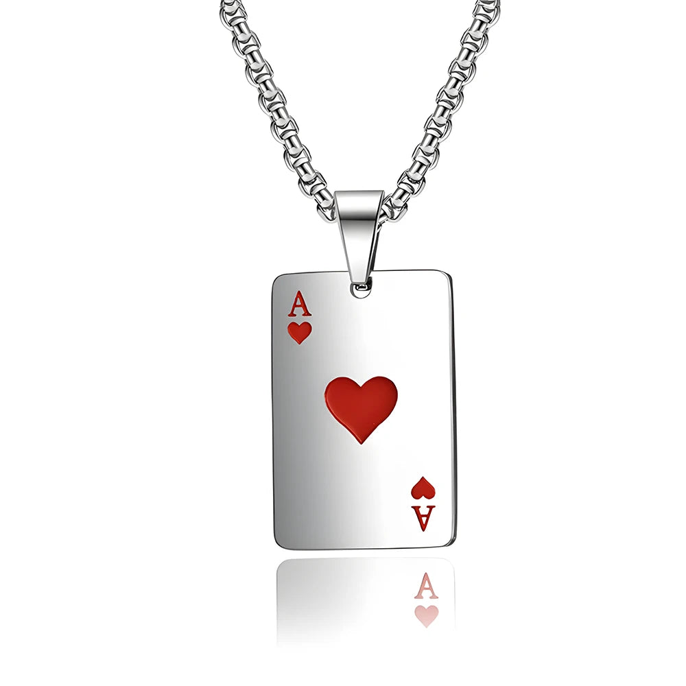 Ace Card Silver Necklace
