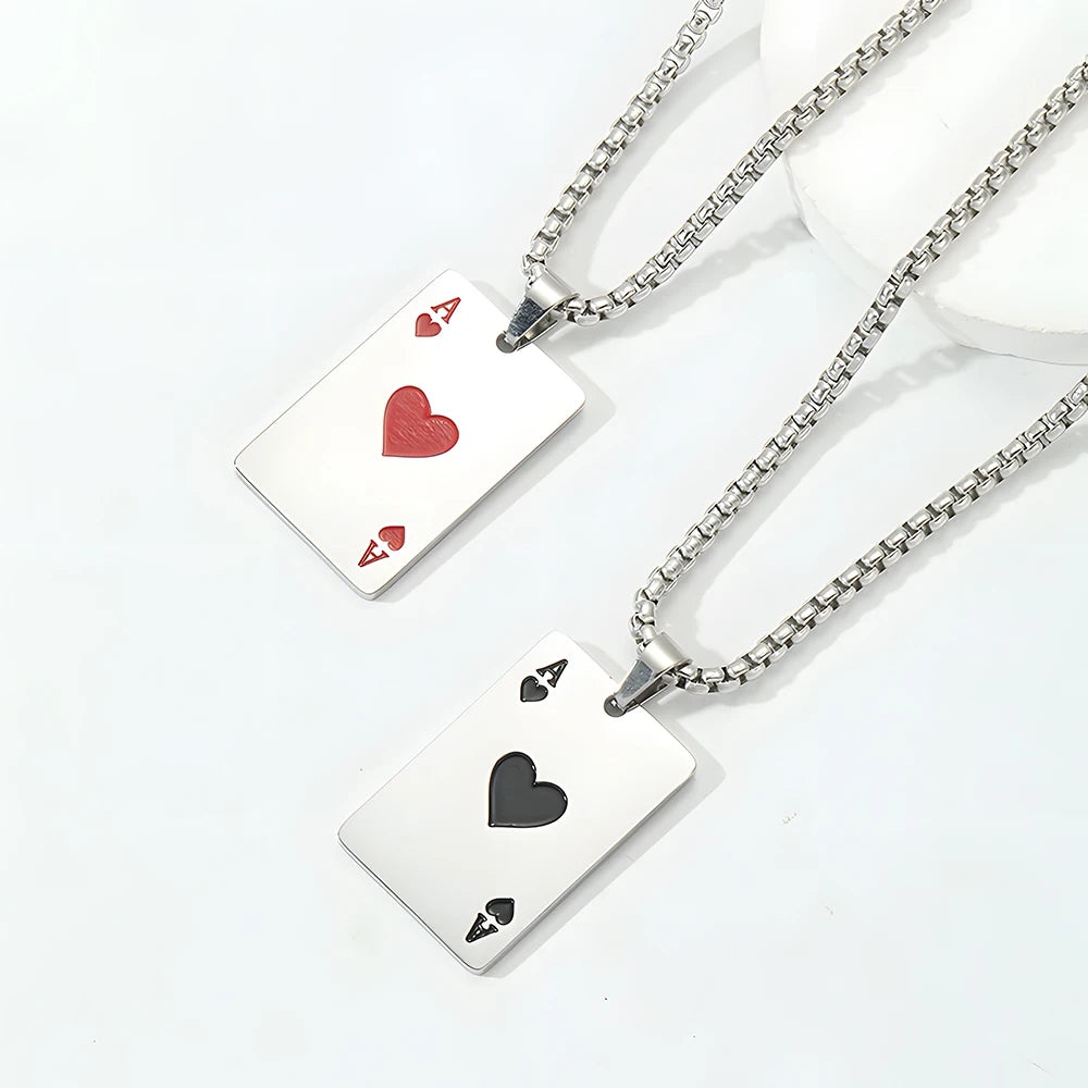 Ace Card Silver Necklace