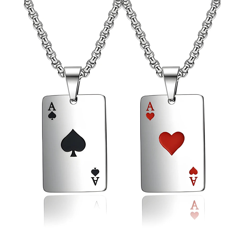 Ace Card Silver Necklace