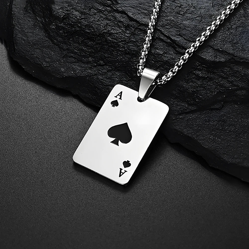 Ace Card Silver Necklace
